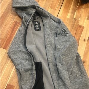 Adidas Men's Heather Gray Performance Jacket, High Neck Zipper, Mens M